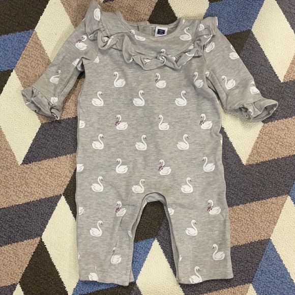 Janie and Jack swan print onesie / romper - Picture 1 of 4
